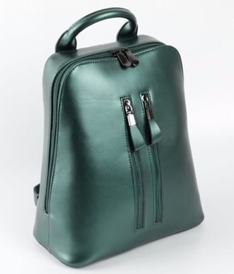 Кожаный женский рюкзак Zipper зелёный