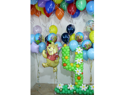 Оформление дня рождения воздушными шарами в стиле "Винни Пух"