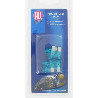 Предохранитель плоский автомобильный 15A ( набор 6 шт.), ALL RIDE Предохранитель плоский автомобильный 15A ( набор 6 шт.), ALL RIDE