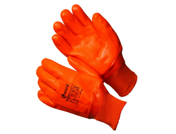Трикотажные утепленные перчатки с оранжевым МБС покрытием Flame 11(XXL)