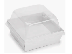 Упаковка с КУПОЛЬНОЙ крышкой, ECO SmartPack WHITE 500,  (размер внутри: дно 13*13 см, высота 9 см), БЕЛАЯ