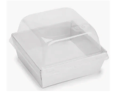 Упаковка с КУПОЛЬНОЙ крышкой, ECO SmartPack WHITE 800,  (размер внутри: дно 13*13 см, высота 9 см), БЕЛАЯ