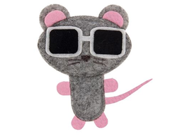 Мышь в очках фетровая (11х8)
