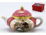 Шкатулка в форме чайника &quot; Букет в медальоне&quot;   10 х 7 х 8 см, фарфор