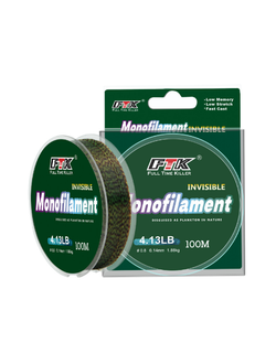 Леска монофильная FTK 3D (невидимка), зелено-коричневая/ 100м