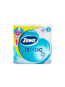Туалетная бумага Zewa Плюс без аромата, белая, 2 слоя, 4 рулона