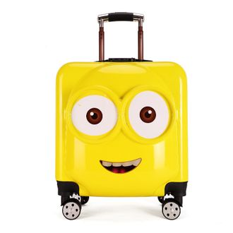 Детский чемодан на 4 колесах 3D Миньон - жёлтый