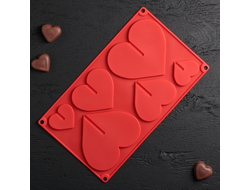 Форма силиконовая для шоколада 3D 6 ячеек 17х29 см (8,5х6,2 см) &quot;Сердце&quot;