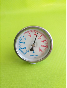 Термометр биметаллический PAKKENS с погружной гильзой Ø 63 мм, диапазон -30 +60° С, гильза L-50мм, резьба 1/2&quot; Артикул: ST-515