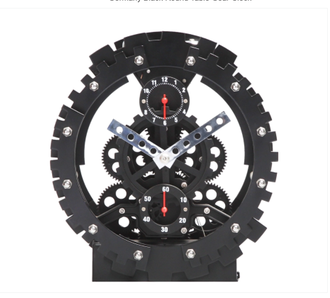 Черные часы Gear Clock