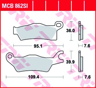 Тормозные колодки TRW MCB862SI (FA618) для BRP Can-Am G2 Outlander/Renegade (передние левые) (705601015, 715900248)