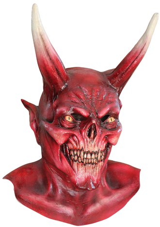 страшная маска, красный дьявол, демон, сатана, красная маска, рогатый, рога, латекс, резиновая