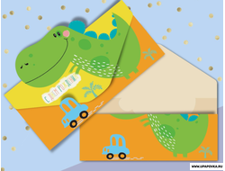 Конверт для денег «С днём Рождения» Динозавр 17,5 x 11 см