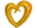 Шар (40&#039;&#039;/102 см) Фигура, Сердце вензель, Золото, 1 шт.