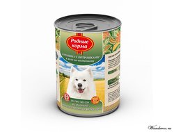 "Родные корма" консервы для собак " Баранина с потрошками в желе по-восточному " 410 гр.