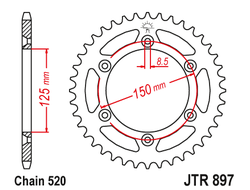 Звезда ведомая (48 зуб.) RK B4403-48 (Аналог: JTR897.48) для мотоциклов KTM