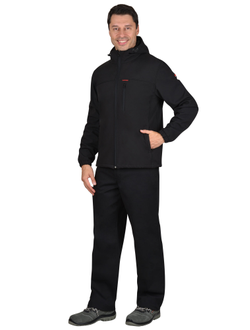 Куртка "СИРИУС-Азов" с капюшоном черный софтшелл пл 350 г/кв.м
