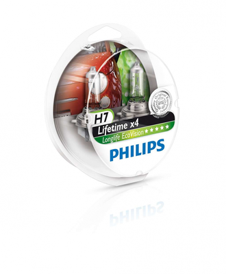 Лампа PHILIPS H7 LongerLife Ecovision 12V 55W 2 шт.