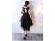 Коктейльное черное платье переменной длины с серебряным сверкающим верхом прокат Уфа