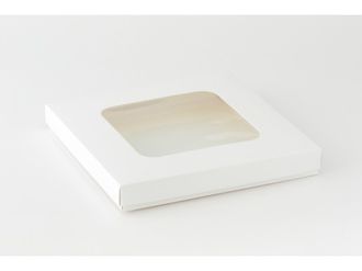 Коробка на 10 печений с окном (24*24*3 см), Белая