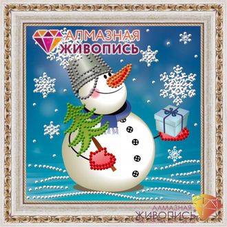 Снеговик с подарком АЖ-3010 (алмазная мозаика) mn-mq