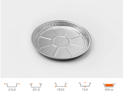 Форма для выпечки круглая, из фольги алюминиевой, 193*15 мм (450 мл), 1 шт