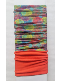 Шарф-труба с флисом FLOWERS coral