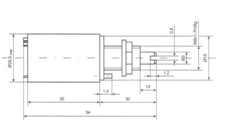 Общий вид и габаритные размеры резистора СП5-39Б-1Вт-15 кОм -5%. Купить в Перми - компания "ПЭГ"