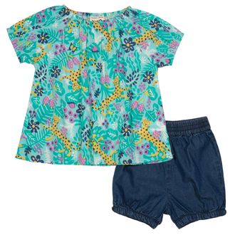 Комплект «Амазония» блузка+шорты (цвет, мульти/синий), размер 03-06 мес., 62-68 см