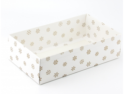 Коробка подарочная ВЫСОКАЯ 5П-В с Прозрачной крышкой (25*15* выс 7 см), Снежинки