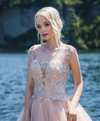 Свадебное пудровое розовое платье "Эльза" прокат Уфа