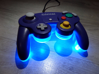 LED mod Контроллер для Nintendo GameCube Clear - Purple (Прозрачно - Синий)