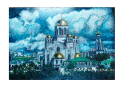 Картина Екатеринбург. Храм на Крови. Змеевик, ручная гравировка