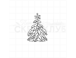 Штамп для скрапбукинга елка в снегу нарисованная контур