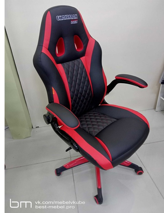 Кресло компьютерное Game 15 экокожа черная/красная
