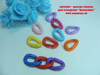 колечки овальные для цепи, размер 2,2х1,5см, смесь цветов, за 10шт - 15р