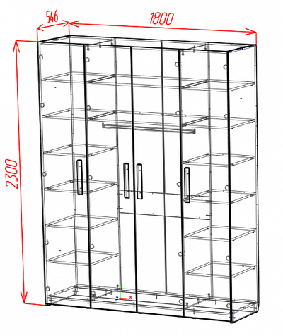 Шкаф Лира Люкс 4-х створчатый