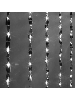 Световой занавес декоративный "Серпантин", 120 светодиодов, 2.5х1.5 м, серебристые спирали, теплый белый