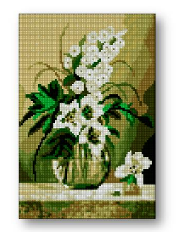 Алмазная мозаика Anya Белые орхидеи-20х30см.