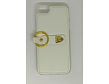 Защитная крышка силиконовая iPhone 6/6S белая, под кожу, с кольцом-держателем