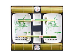 Набор для суши на 2 персоны Бамбук с ковриками зеленый