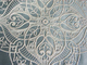 Голубая портьерная шелковая ткань  с детализированным орнаментом из цветка с 4-мя лепестками. Отрезы