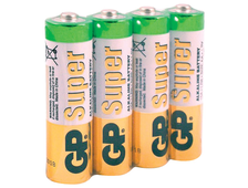 Батарейки КОМПЛЕКТ 4 шт., GP Super, AA (LR06, 15А), алкалиновые, пальчиковые, в пленке, 454090
