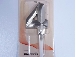 Свеча в торт  «Грань», цифра "4", Золото