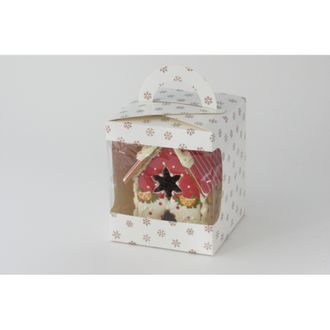 Коробка для пряничного домика с окном (17*17*19 см), Снежинки