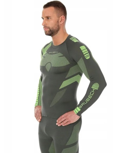 Футболка мужская длинный рукав Brubeck DRY графито-лимон