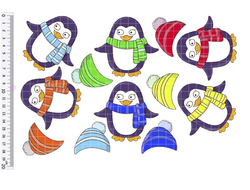 Фетр с рисунком "Пингвины с шапками"