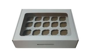 Коробка на 20 капкейков с окном, 43*34*10 см, Белая