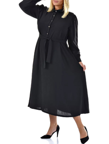Стильное платье-рубашка арт. 117328-3126 (Цвет черный) Размеры 56-72