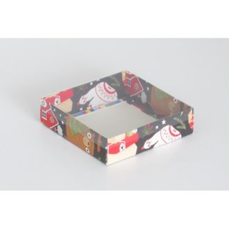 Коробка на 1 печенье с прозрачной крышкой, 11,5*11,5*3 см, Рождество